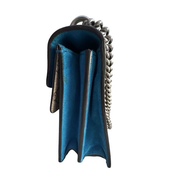 Gucci Dinoysus GG Small Supreme Taupe/Teal Suede Authentic - Picture 7 of 15